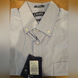 Blue Chaps Men's Shirt Regular-Fit Comfort Stretch Button-Down Long Sleeve Mediu